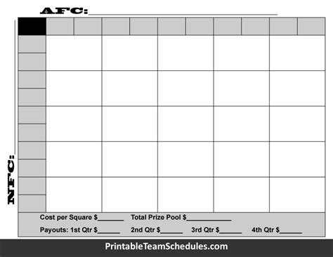 Printable Super Bowl Squares Template