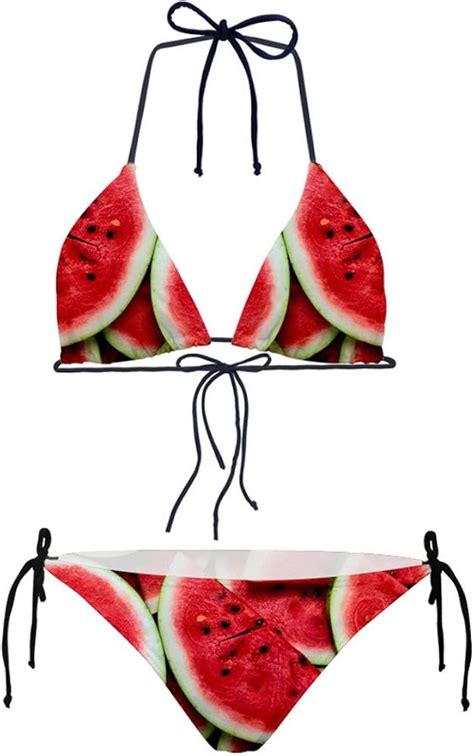 Amazon Whereisart Fruits Print Women S Sexy Pcs Bikini Swimsuits Summer Swimming Bathing