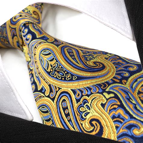 New Yellow Blue Paisley Silk Neckties Mens Tie U13 Handmade Classic Long Skinny Ebay