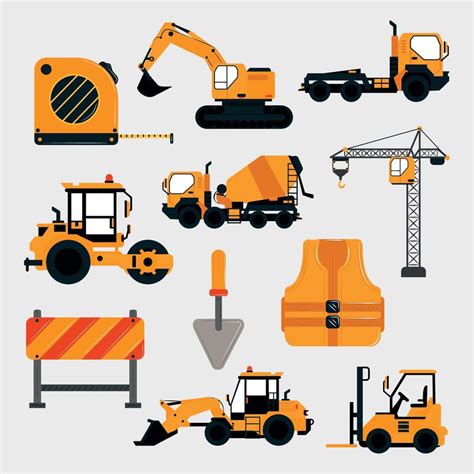 Construction Machines And Tools 10424916 Vector Art At Vecteezy