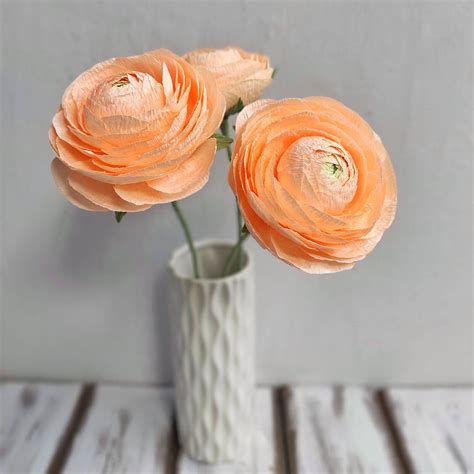 Crepe Paper Ranunculus Artificial Flowers For Decor Home Etsy