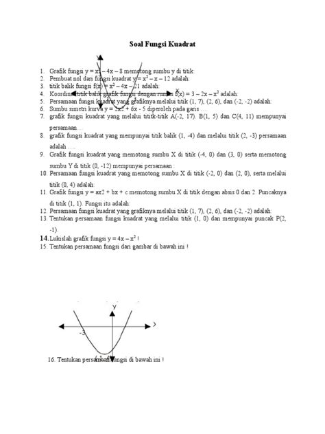 Soal Fungsi Kuadrat Pdf