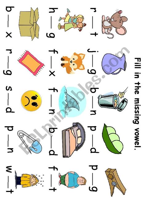 Cvc Missing Middle Vowelsound Esl Worksheet By Fizz Shez