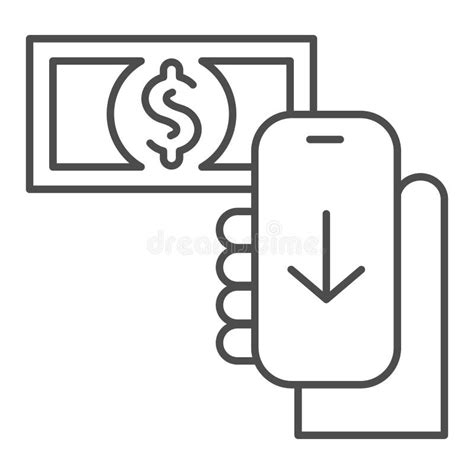 Dollar Transaction Thin Line Icon Mobile Payment Vector Illustration