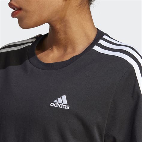 Adidas Essentials Stripes Single Jersey Crop Top Black Adidas Gh