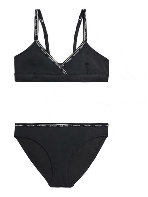 CALVIN KLEIN ΠΑΙΔΙΚΟ ΜΑΓΙΟ SET TRIANGLE BIKINI BLACK Coquette Κατάστημα εσωρούχων