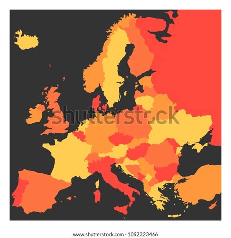 Blank Political Map Europe Continent Four Stock Vector (Royalty Free ...