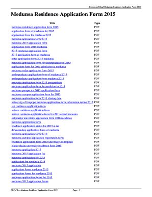 Fillable Online Nngr Medunsa Residence Application Form Medunsa