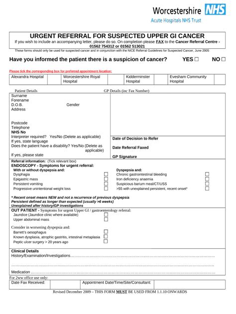 Upper Gi Suspected Cancer Referral West Suffolk Clinical Doc