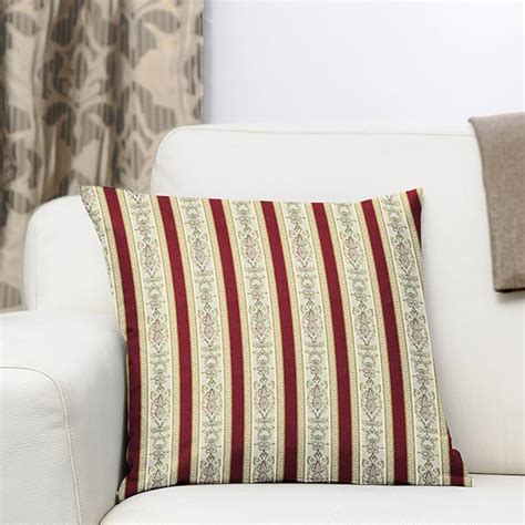 M Belstoff Jacquard Biedermeier Streifen Creme Rot M Belstoffe