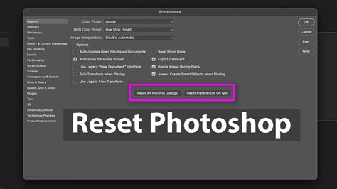 How To Reset Photoshop To Default Settings Youtube