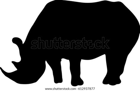 Silhouette Standing Rhinoceros Hand Drawn Vector 스톡 벡터로열티 프리