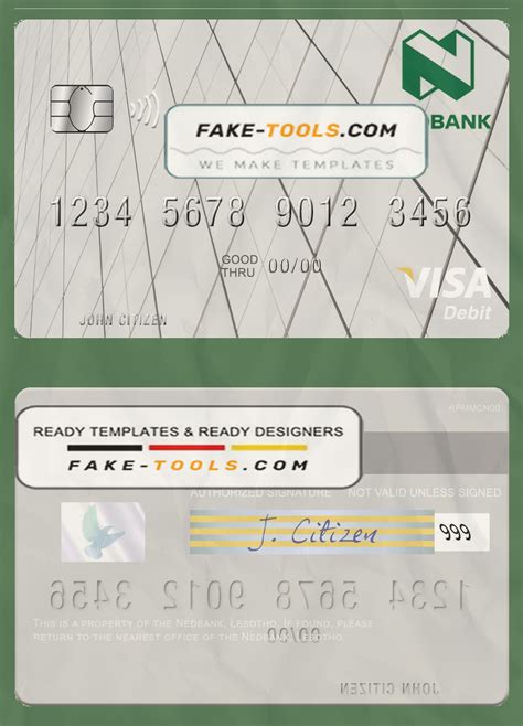 Lesotho Nedbank Visa Card Fully Editable Template In Psd Format Fake