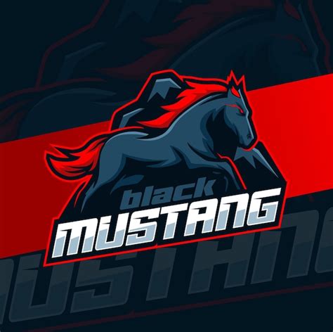 Premium Vector | Black horse mustang mascot logo design