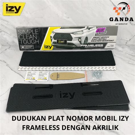 Jual DUDUKAN TATAKAN PLAT NOMOR MOBIL MODEL FRAMELESS AKRILIK SLIM IZY