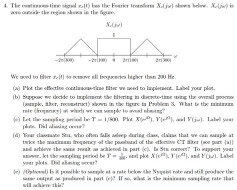 Solved The Continuous Time Signal Xc T Has The Fourier Chegg