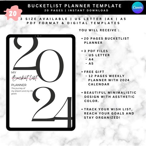 Editable Bucket List Printable Wish List Sheet Manifestation Journal ...