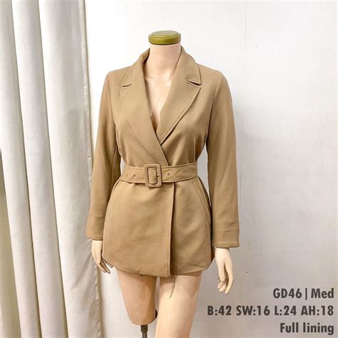 GD Med Nude Korean Premium Trench Coat Blazer Women S Fashion Coats Jackets And