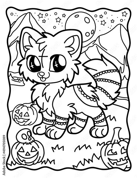 Cute kawaii fox. Magic animals.Coloring for children. Chibi. Gothic ...