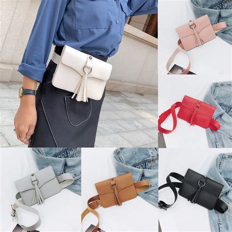 2018 Hot Sale Waist Bags Fashion Women Pure Color Tassel Leather