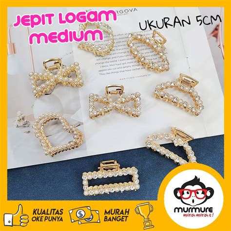 Jual MURMURE JEDAI 5CM MUTIARA ELEGAN JEPIT RAMBUT ALLOY KOREA