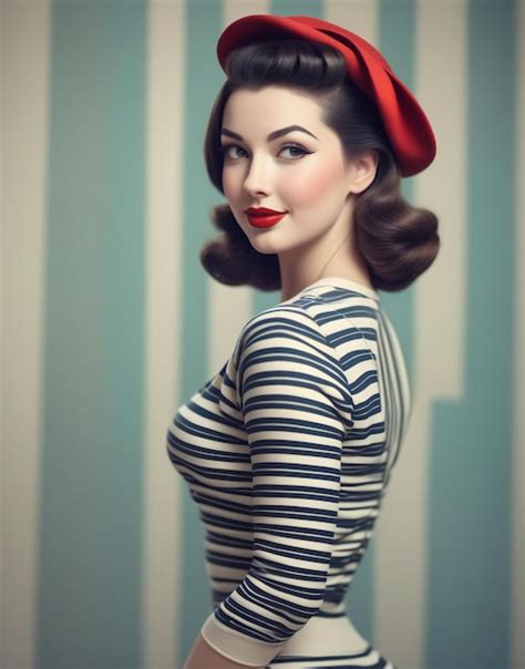 Premium Photo Portrait Of Beautiful Young Woman In Pinup Style Retro