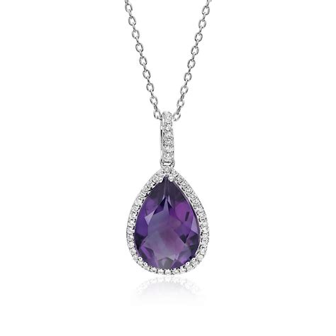 Amethyst Elegant Halo Pendant In Sterling Silver 14x9mm Blue Nile