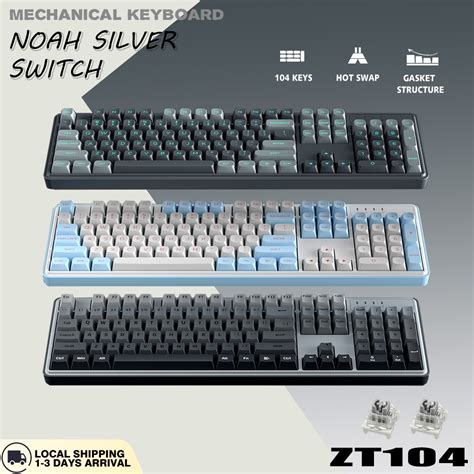 ZT104 Mechanical Keyboard 104 Key White Backlit Wired Hot Swappable Gasket Gaming Keyboard