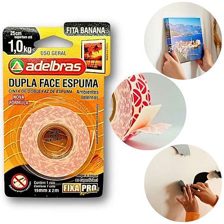 Fita Dupla Face Espuma Banana 19mm x 2 Metros GFTech Acessórios