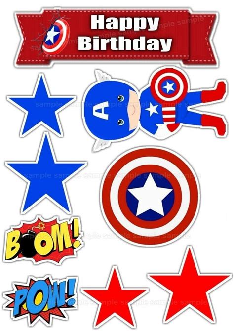 Captain America Edible CupCake Topper Icing Birthday Party Deco Muffin