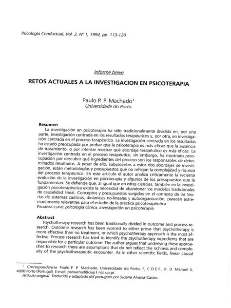 Pdf Retos Actuales De La Psicoterapia Dokumen Tips