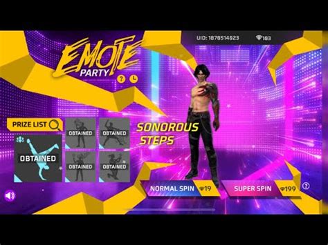 FREE FIRE EMOTE PARTY EVENT SPIN YouTube