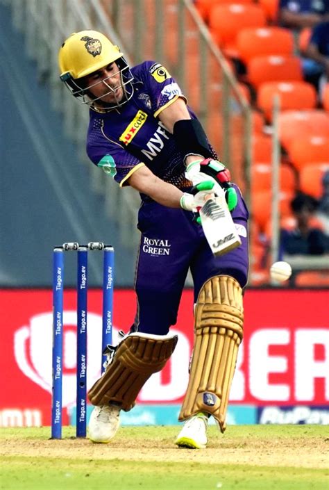 Ahmedabad : KKR batsman Rahmanullah Gurbaz plays a shot