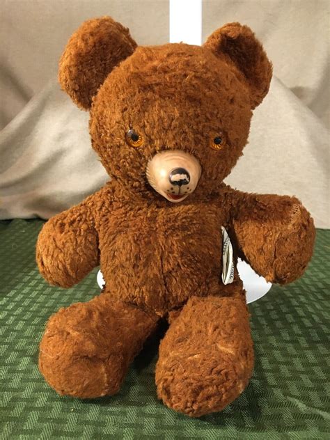 RARE Vintage ZIPPER POCKET Cubbi Gund Rubber Snout Teddy Bear