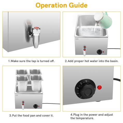 Fulgutonit Commercial Food Warmer 4 Sections 16qt Electric Food Warmer 600w Professional Bain