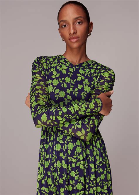 Greenmulti Linear Floral Mesh Dress Whistles