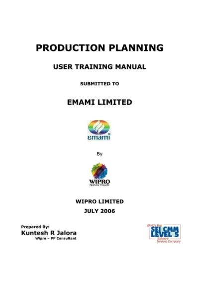 Production Planning User Manual