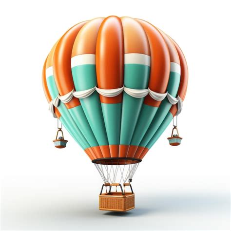 Premium Photo An Orange And Green Hot Air Balloon With A Basket