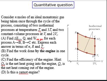 Solved Quantitative question Consider n moles of an ideal | Chegg.com