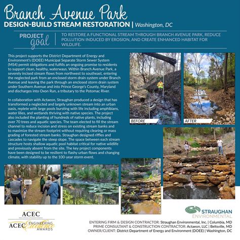 Branch Avenue Stream Restoration Design Build Straughan Environmental Inc