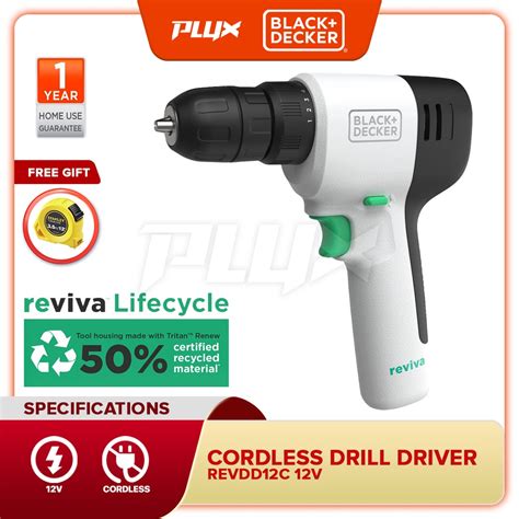 BLACK DECKER 12V REVIVA Cordless Drill Driver REVDD12C Screwdriving