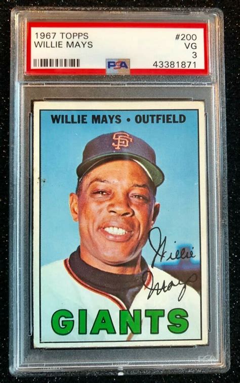 1967 Topps Willie Mays 200 Baseball Card San Francisco Giants Psa 3 Vg