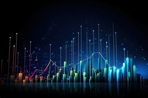 Premium Photo Abstract Glowing Financial Chart On Dark Background