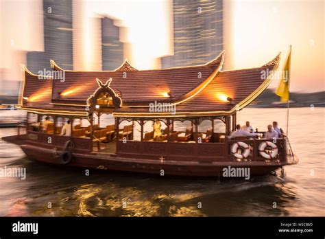 Hotel shuttle boat on the Chao Phraya River outside the Mandarin ...