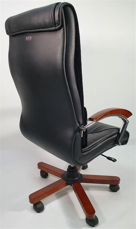 Stylish Black Leather Executive Office Chair with Wood Arms - YS397A ...