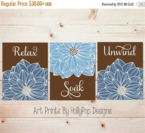 Bathroom Wall Art Blue Brown Spa Bathroom Art By Hollypopdesigns