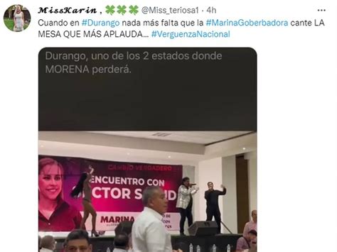 Tunden en redes a candidata de Morena en Durango por amenizar campaña con bailarina en bikini
