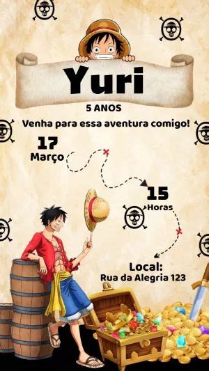 Convite De Anivers Rio One Piece Edite Gr Tis Nosso Editor Online