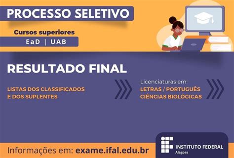 Ifal Publica Resultado Final Do Processo Seletivo Dos Cursos Superiores