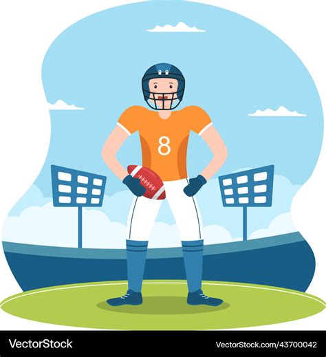 American Football Sports Player With The Game Vector Image